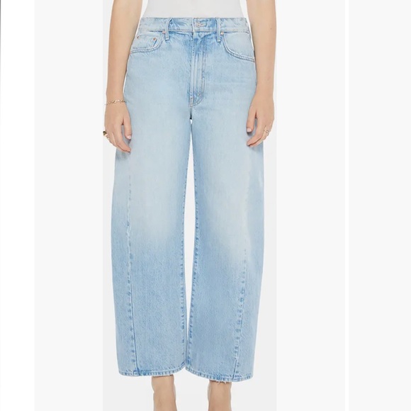 MOTHER The Full Pipe Flood High Waist Barrel Leg Jeans High-Rise Back Pedal